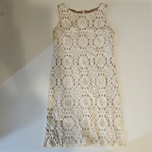 Eliza J Cream and Tan Lace Mini Dress